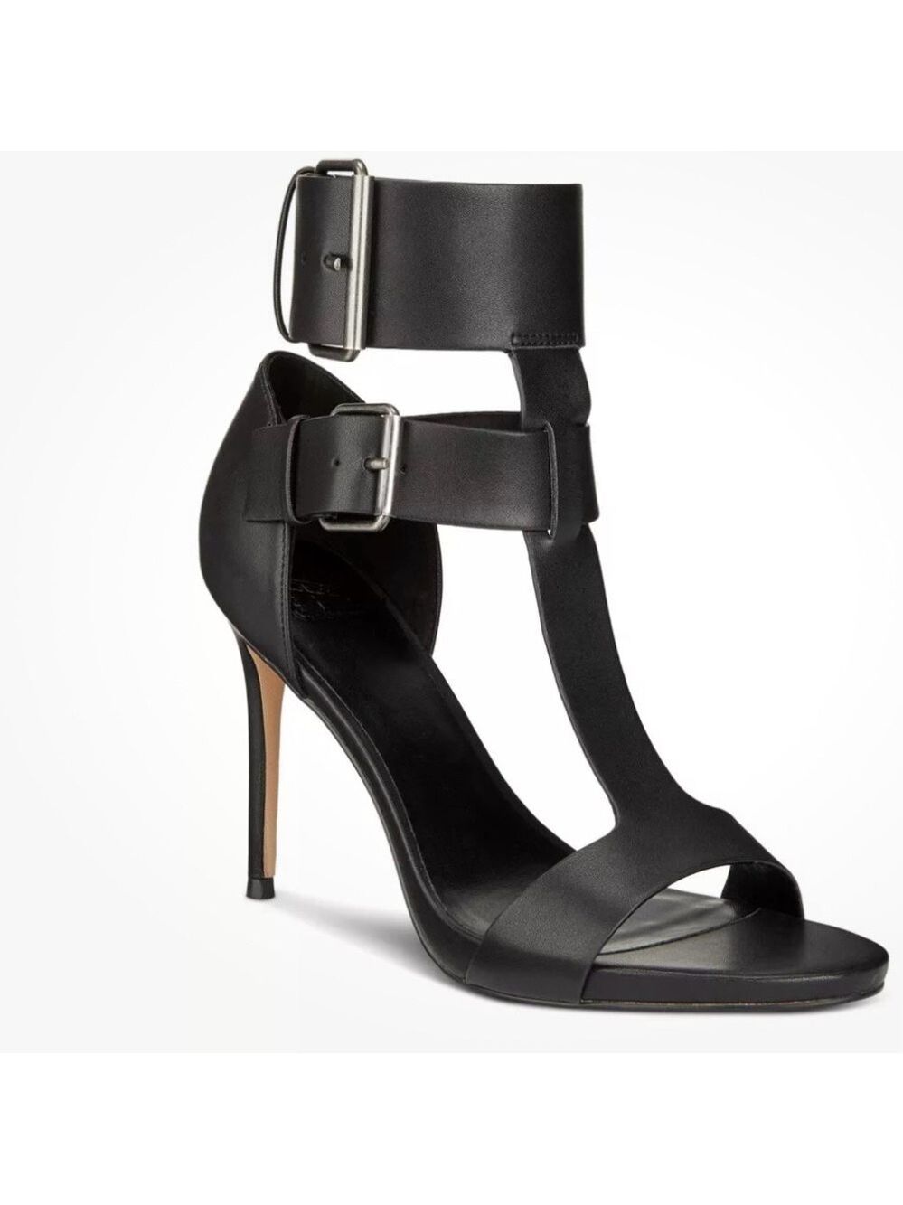 Aminah Zahara Woman’s Black Double Band High Heel Sandals 8.5 NEW